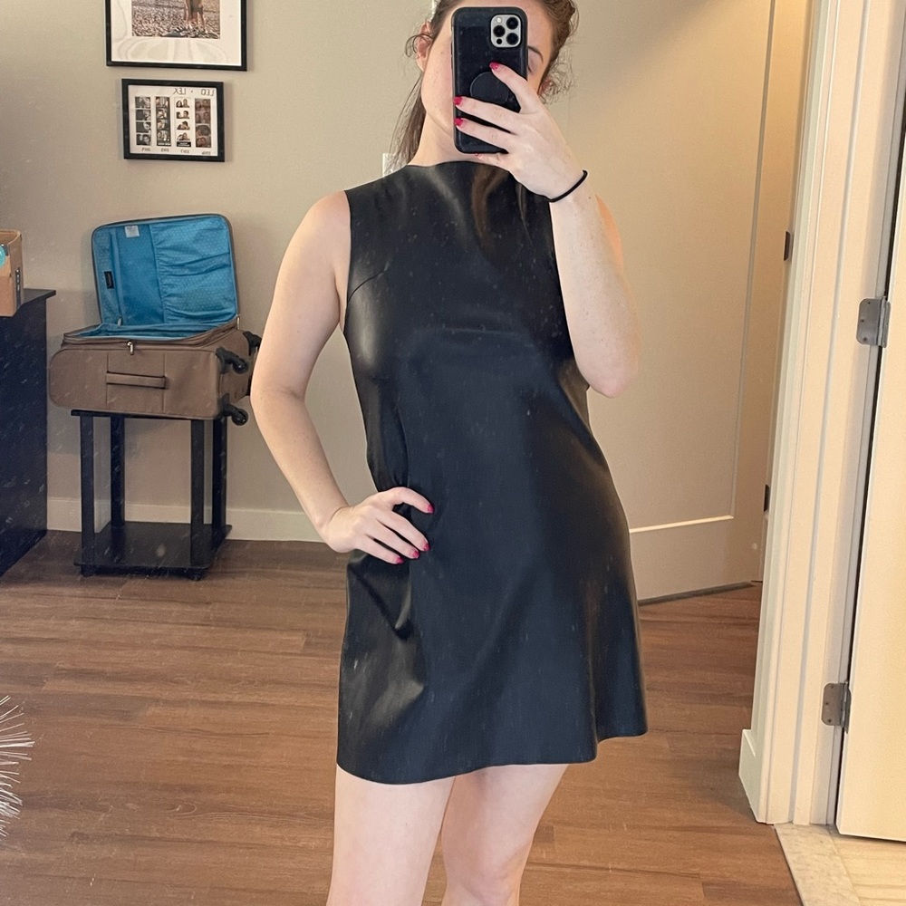 Zara Black Leather Mini Dress